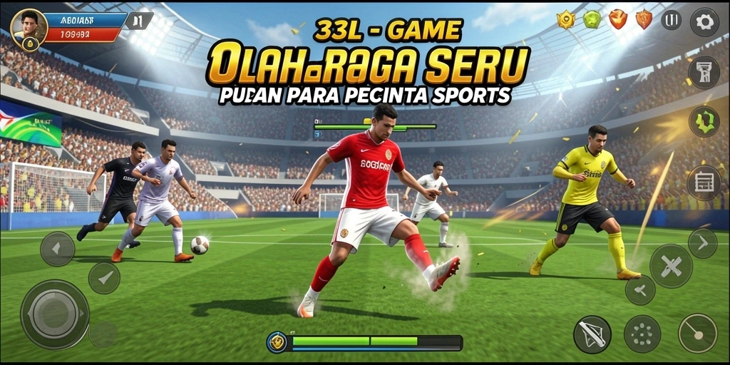 Screenshot gameplay 33L menampilkan tindakan seru di lapangan olahraga.