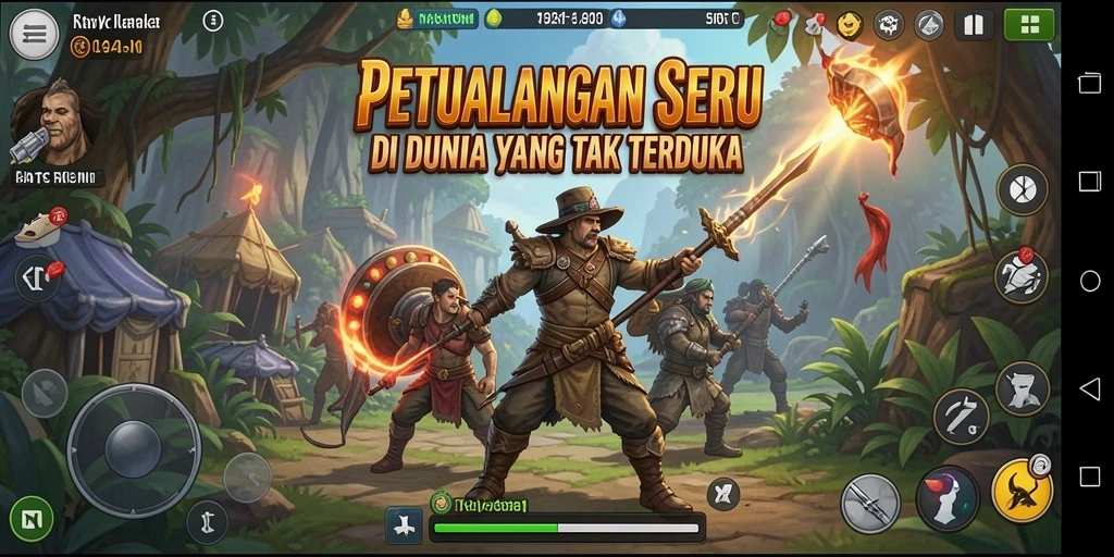 Screenshot menunjukkan aksi petualangan yang mendebarkan dalam 5RT.