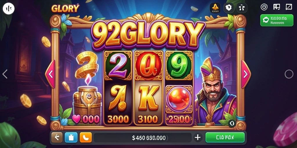 Screenshot gameplay 92GLORY dengan tampilan slot yang memukau.