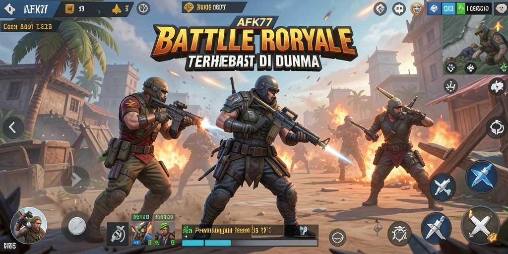 Tampilan menarik dari gameplay AFK77 dalam pertarungan Battle Royale.