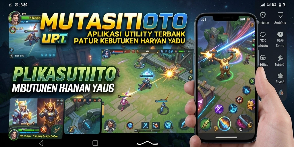 Screenshot utama MUTASITOTO menunjukkan antarmuka aplikasi Utility yang menarik.