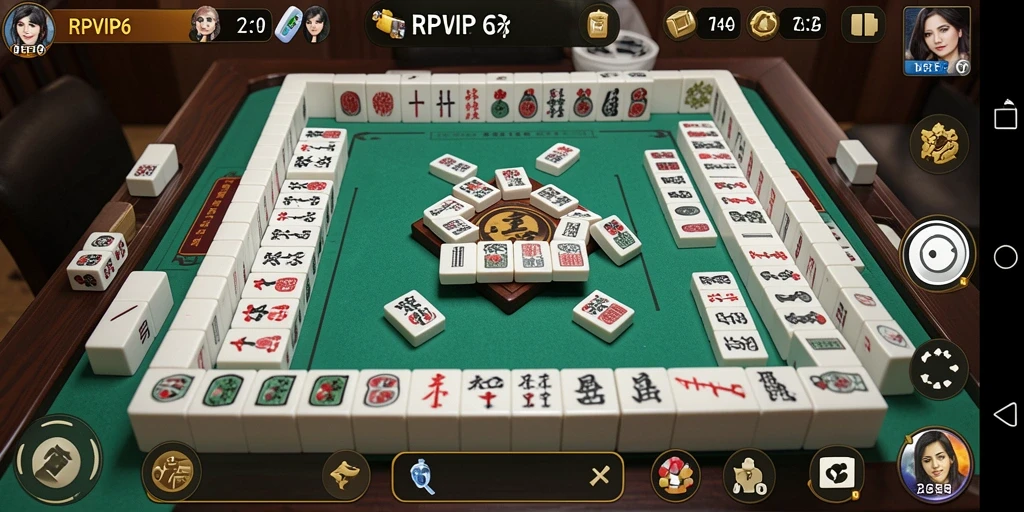 Tampilan gameplay seru RPVIP6 dengan ubin Mahjong berwarna-warni.