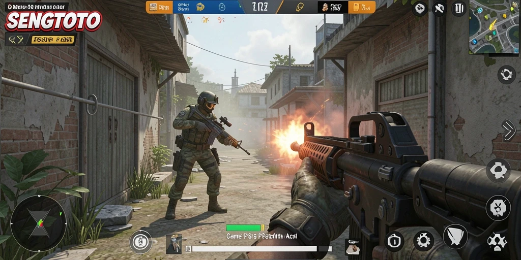 Tampilan gameplay seru di SENGTOTO dengan aksi tembak-menembak.