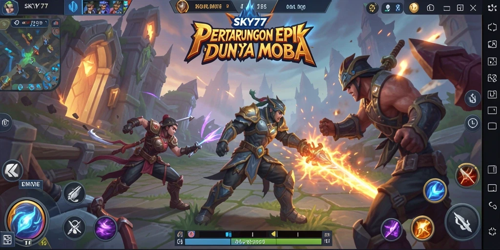 Tampilan gameplay MOBA yang mendebarkan di SKY77.