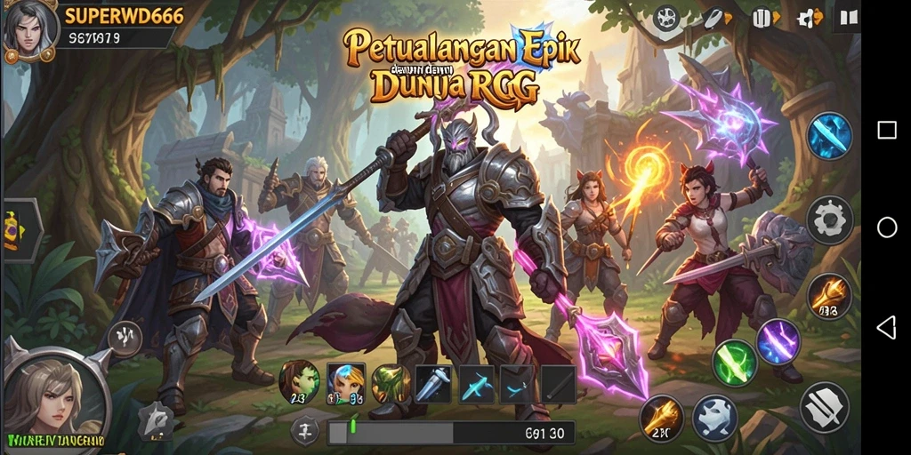 Tampilan gameplay RPG menarik dari SUPERWD666 dengan grafik memukau.