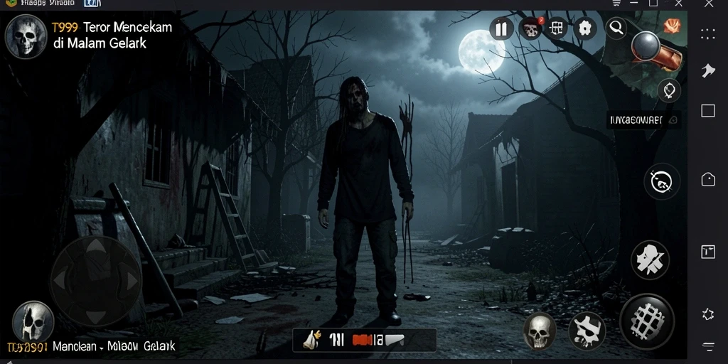 Screenshot gameplay T9999 menampilkan suasana mencekam dan elemen Horror yang intens.