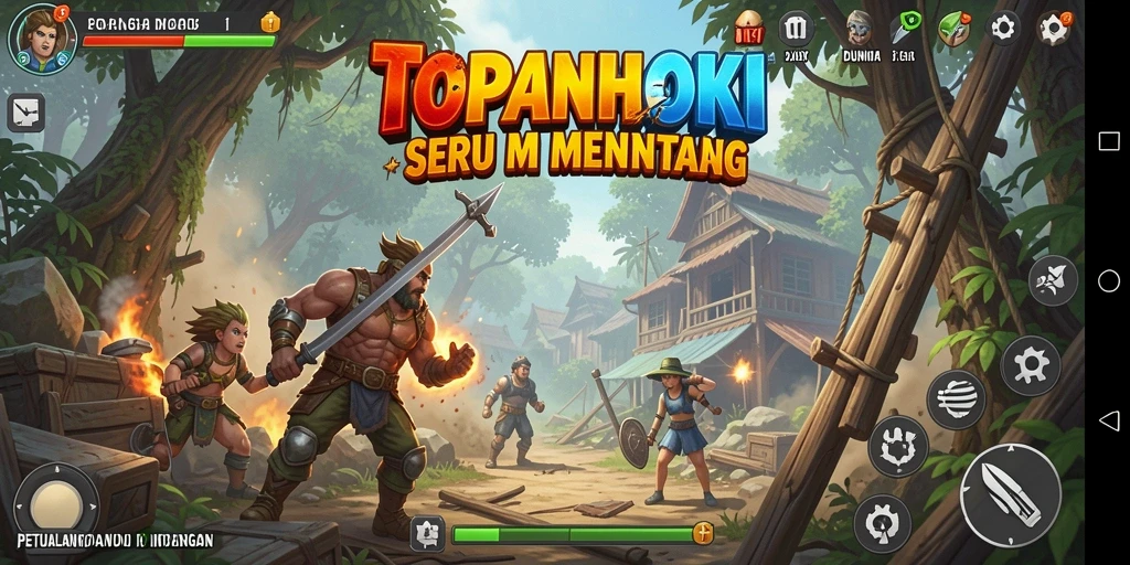 Screenshot gameplay TOPANHOKI menampilkan aksi petualangan yang mendebarkan.