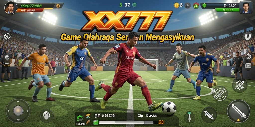 Screenshot utama XXX777 menampilkan aksi pertandingan olahraga yang intens.